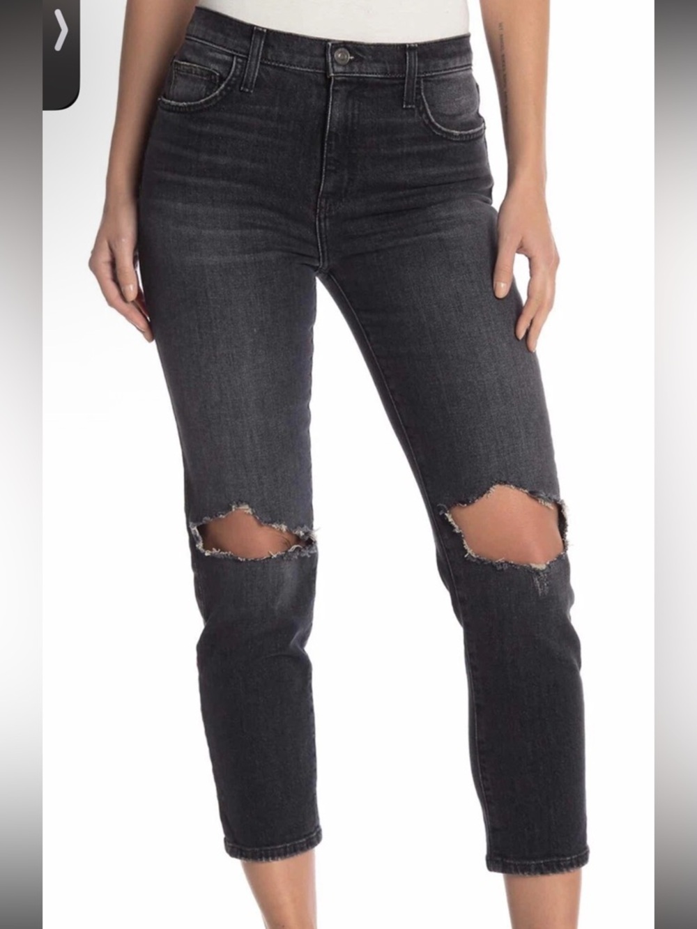 Current Elliot black gray distressed ripped knee straight jeans pants size 28